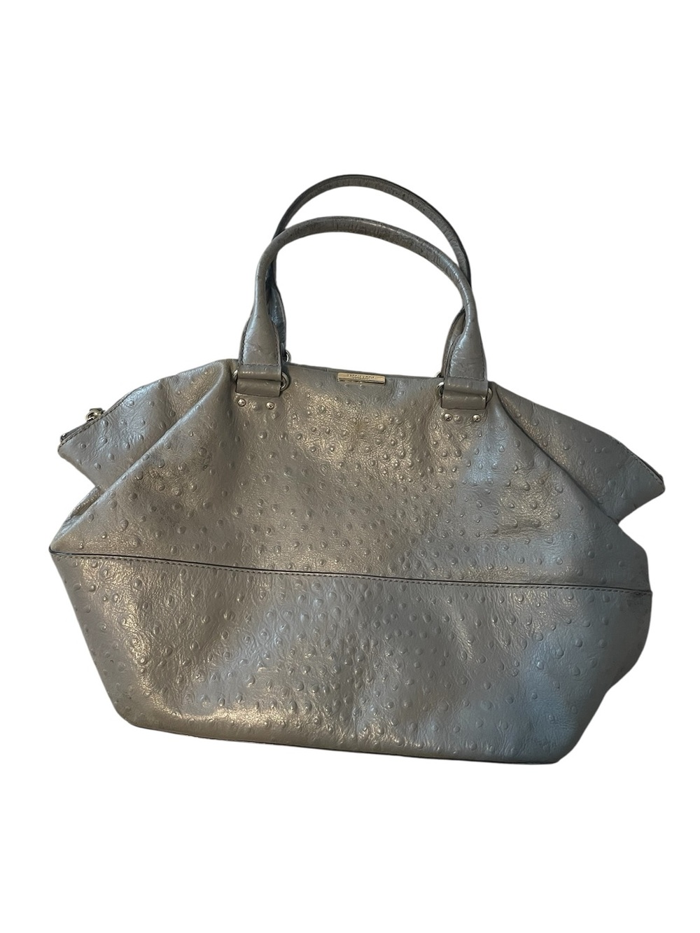 Kate Spade Gray Ostrich Embossed Leather Satchel Handbag